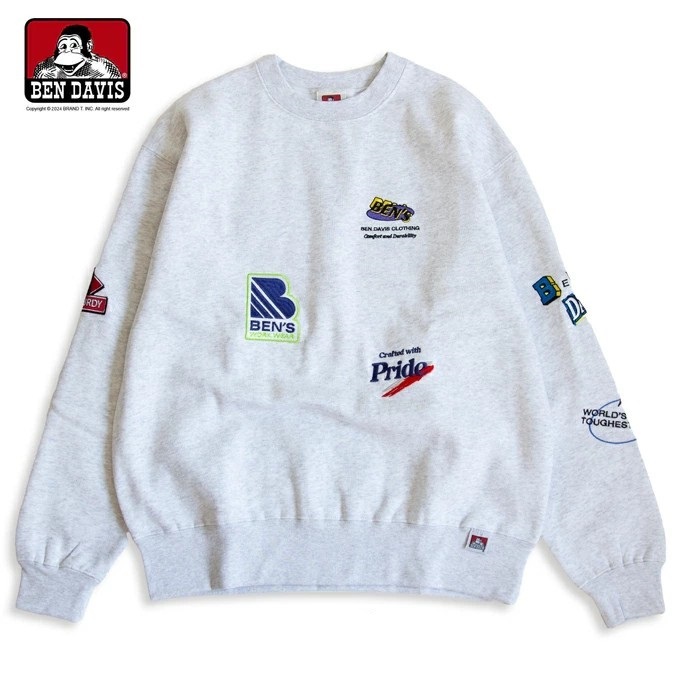 【 BEN DAVIS | 街頭多重標誌刺繡LOGO內刷毛大學TEE - 2色 】