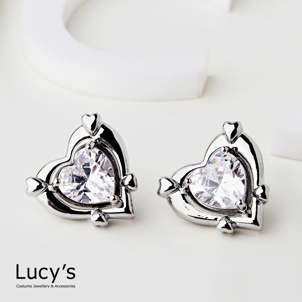 閃亮心鑽 耳環 (二色) (121557/121558)