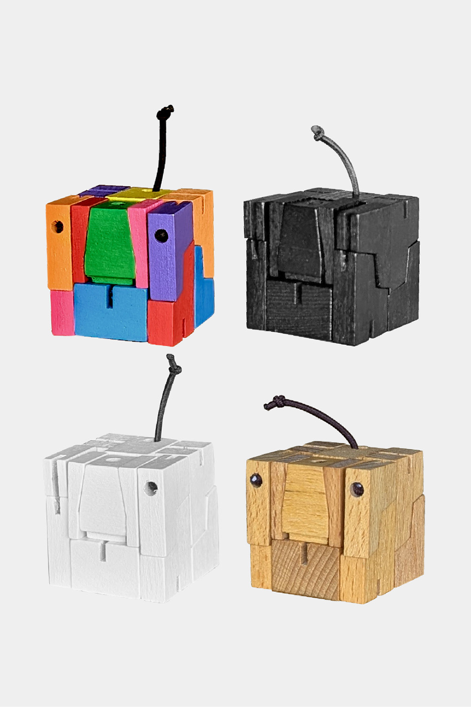 Areaware｜Milo Cubebot 酷比狗【經典小型】山毛櫸積木變形機器狗公仔 - 酷炫彩