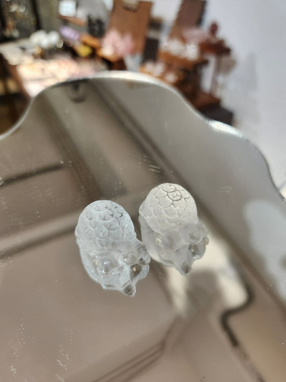 福 - 白晶擺件(一對金錢龜)