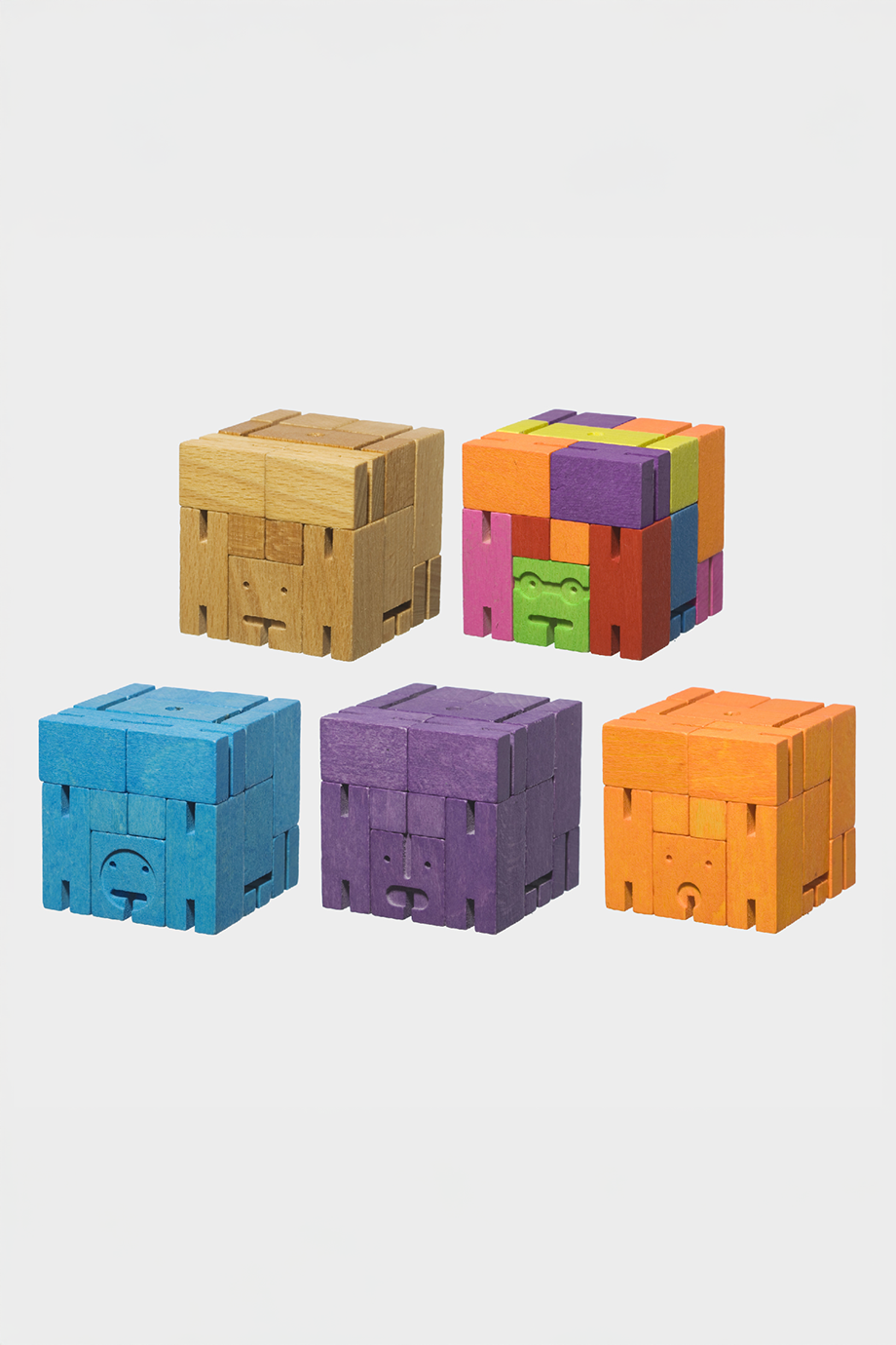 Areaware｜Cubebot 酷比人【經典小型】山毛櫸積木變形機器人公仔 - 酷炫彩