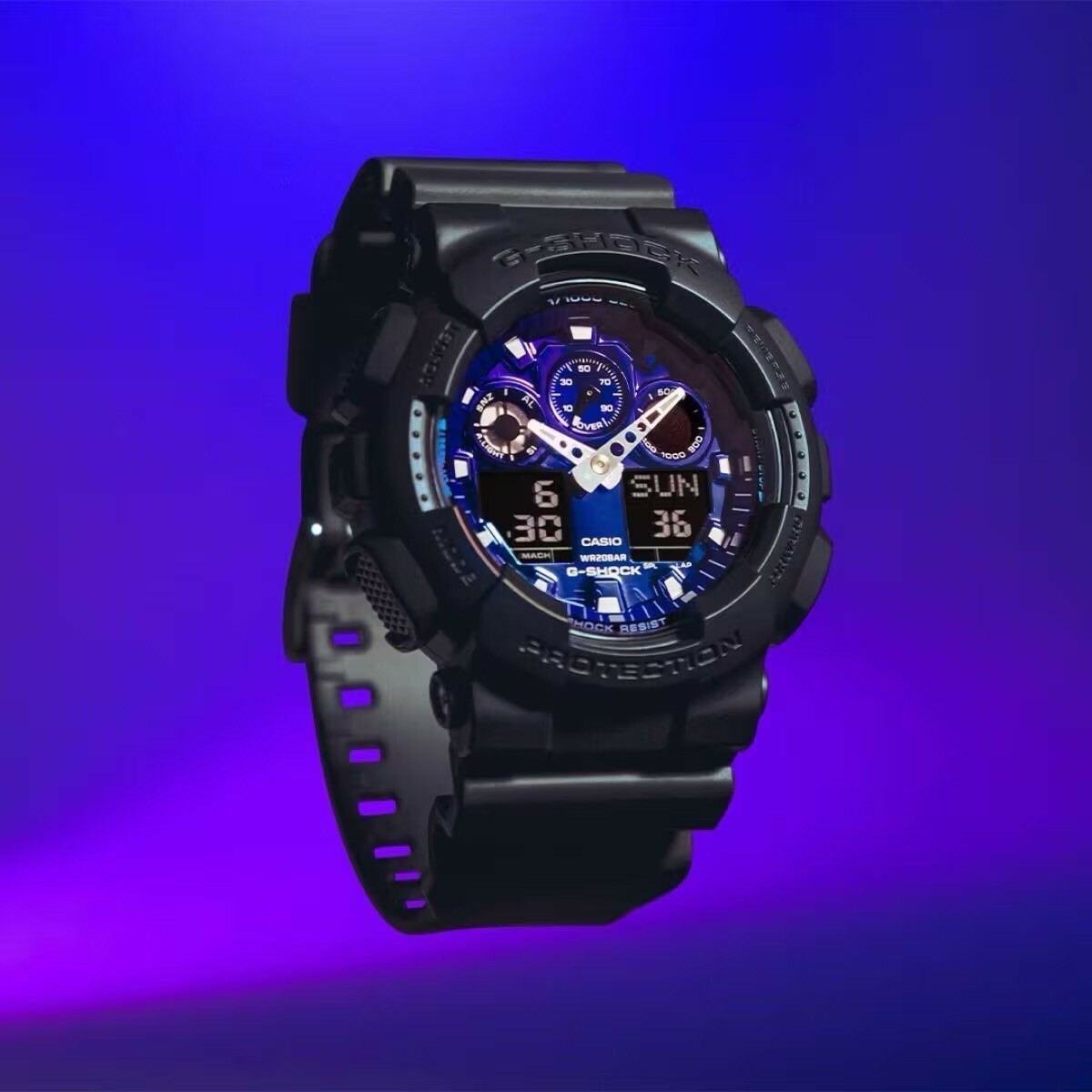 【G-SHOCK】閃耀絢麗雙顯錶 GA-100FL-1A 51.2mm 現代鐘錶