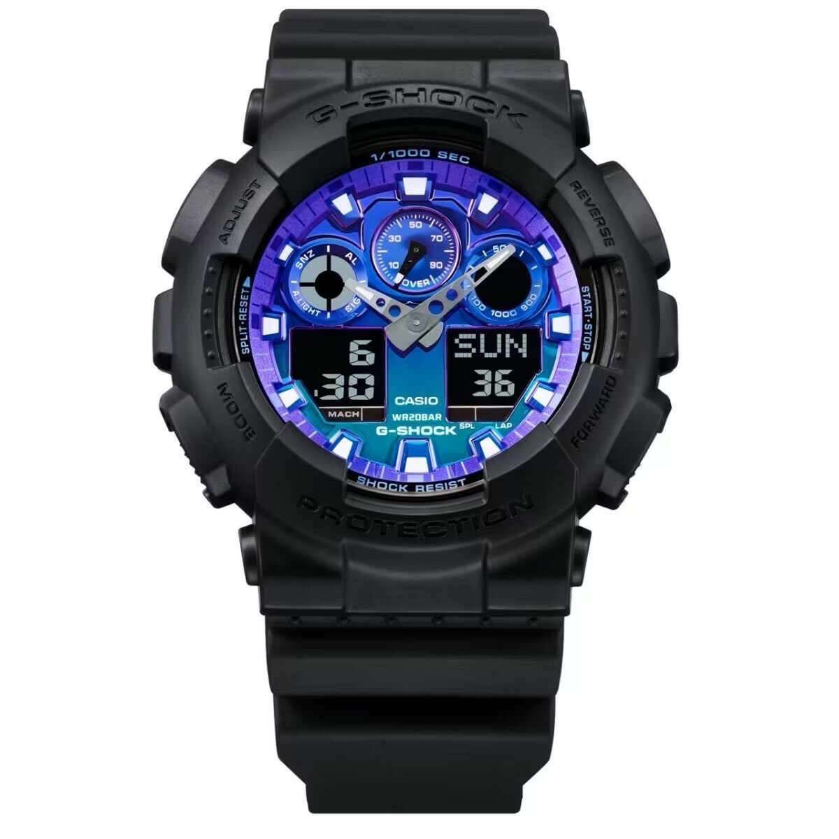 【G-SHOCK】閃耀絢麗雙顯錶 GA-100FL-1A 51.2mm 現代鐘錶