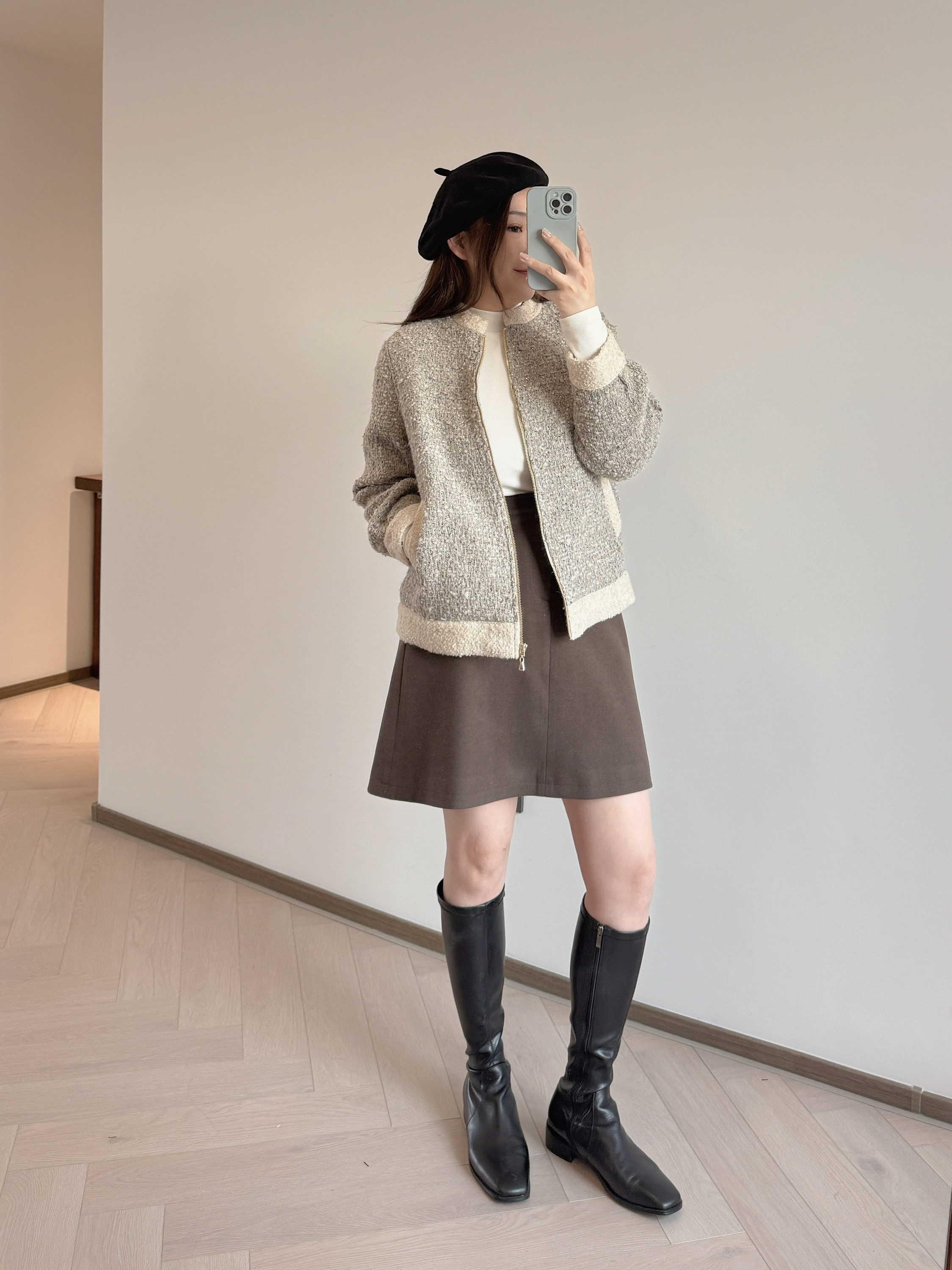 現貨 7130 拼色休閒風Tweed外套