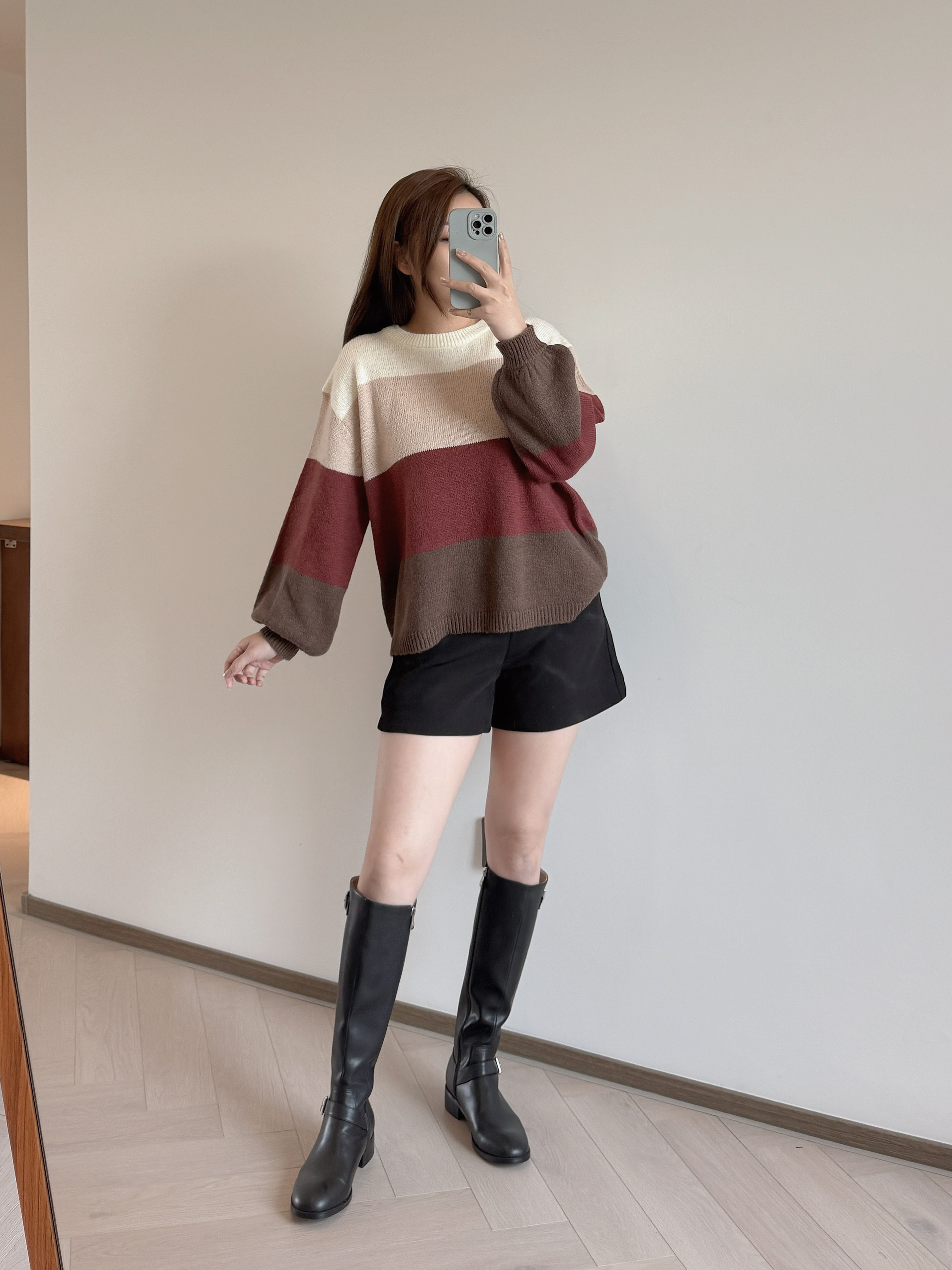 現貨 7132 橫間拼色羊毛衣