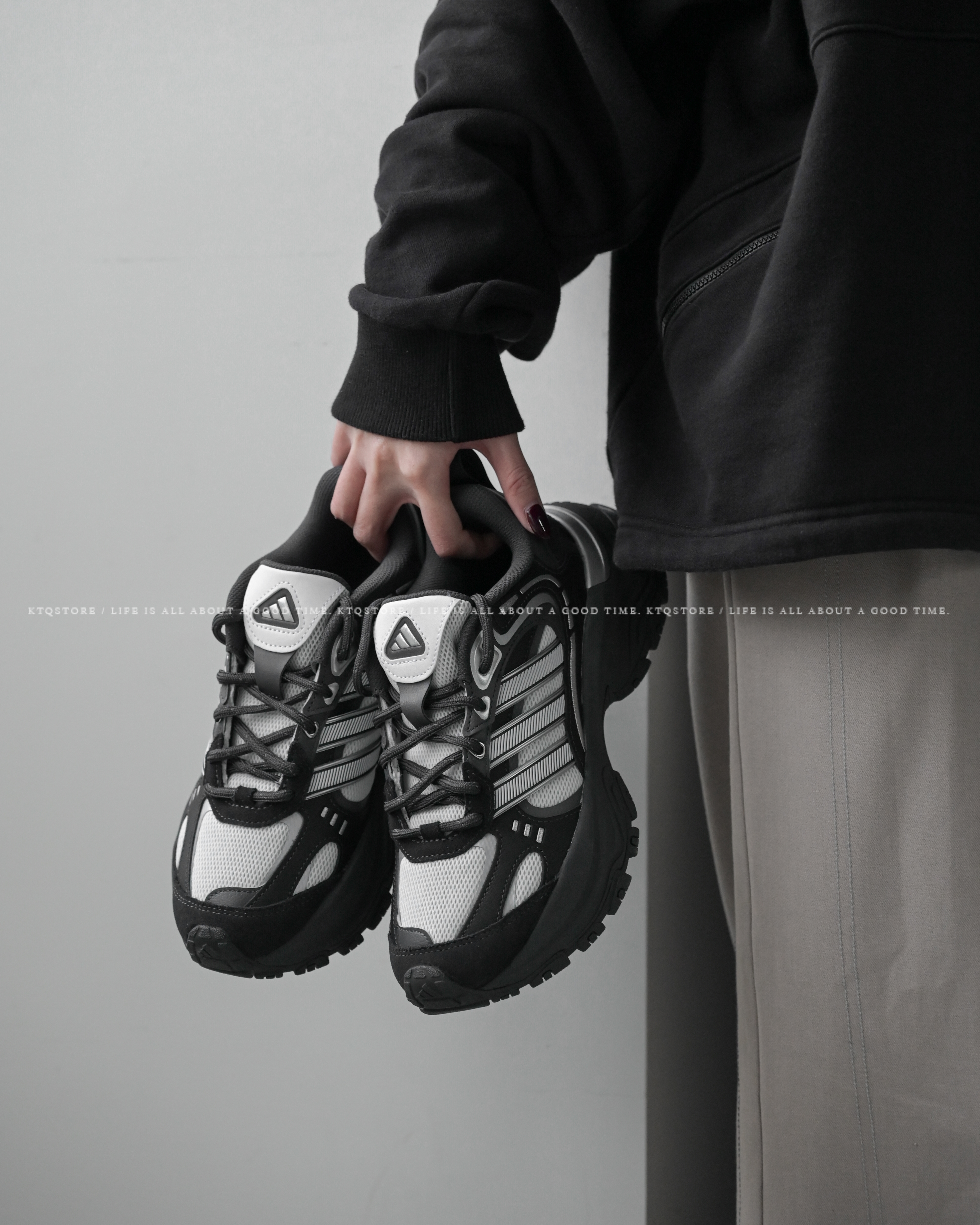 KTQ STORE ‧ Adidas Shadow Fever 黑灰色銀色Y2K 拼接厚底復古老爹鞋 JR0040