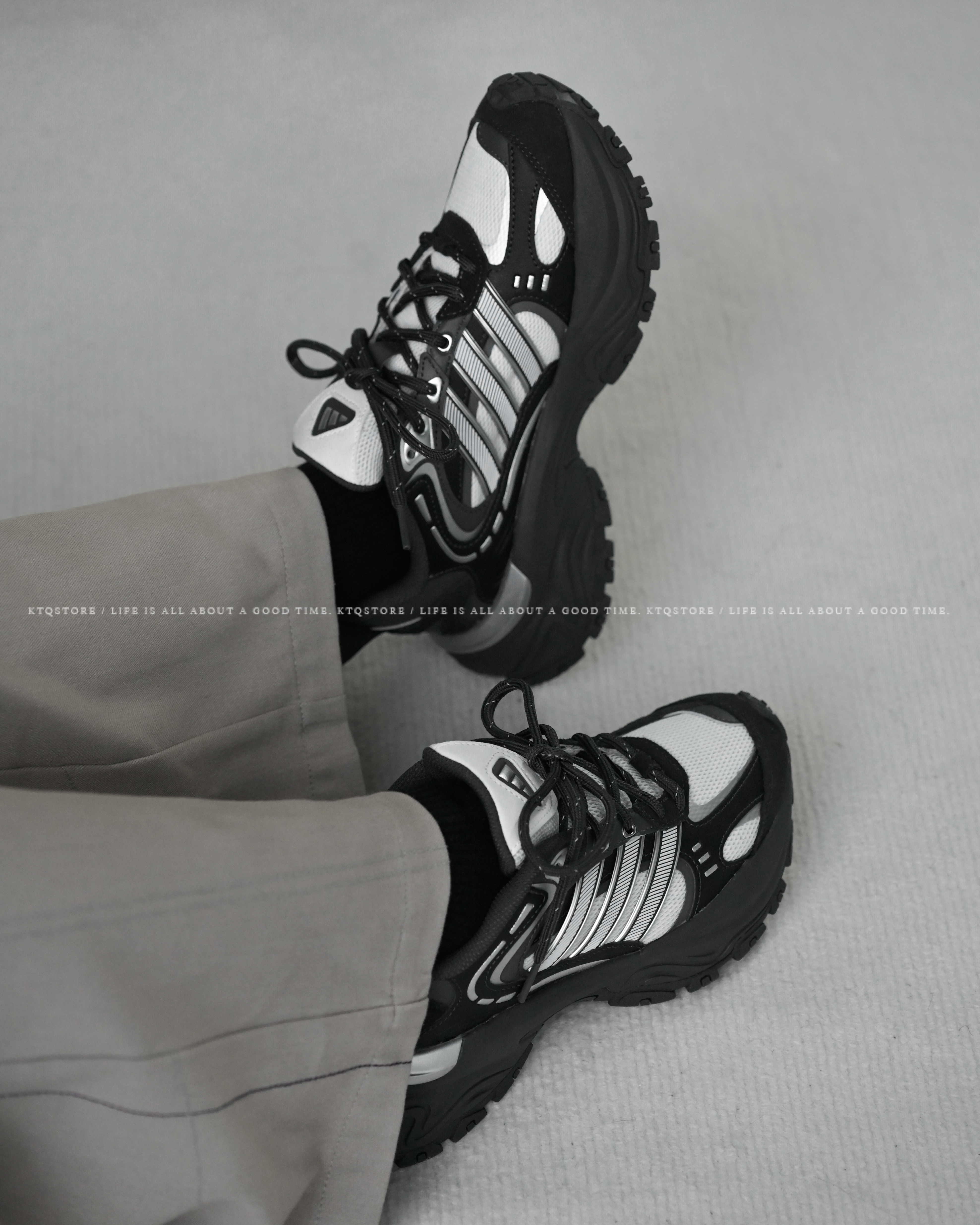 KTQ STORE ‧ Adidas Shadow Fever 黑灰色銀色Y2K 拼接厚底復古老爹鞋 JR0040