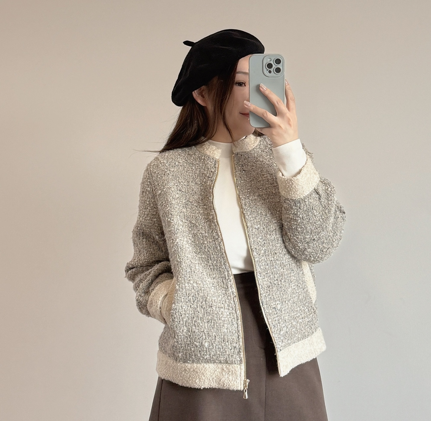 現貨 7130 拼色休閒風Tweed外套