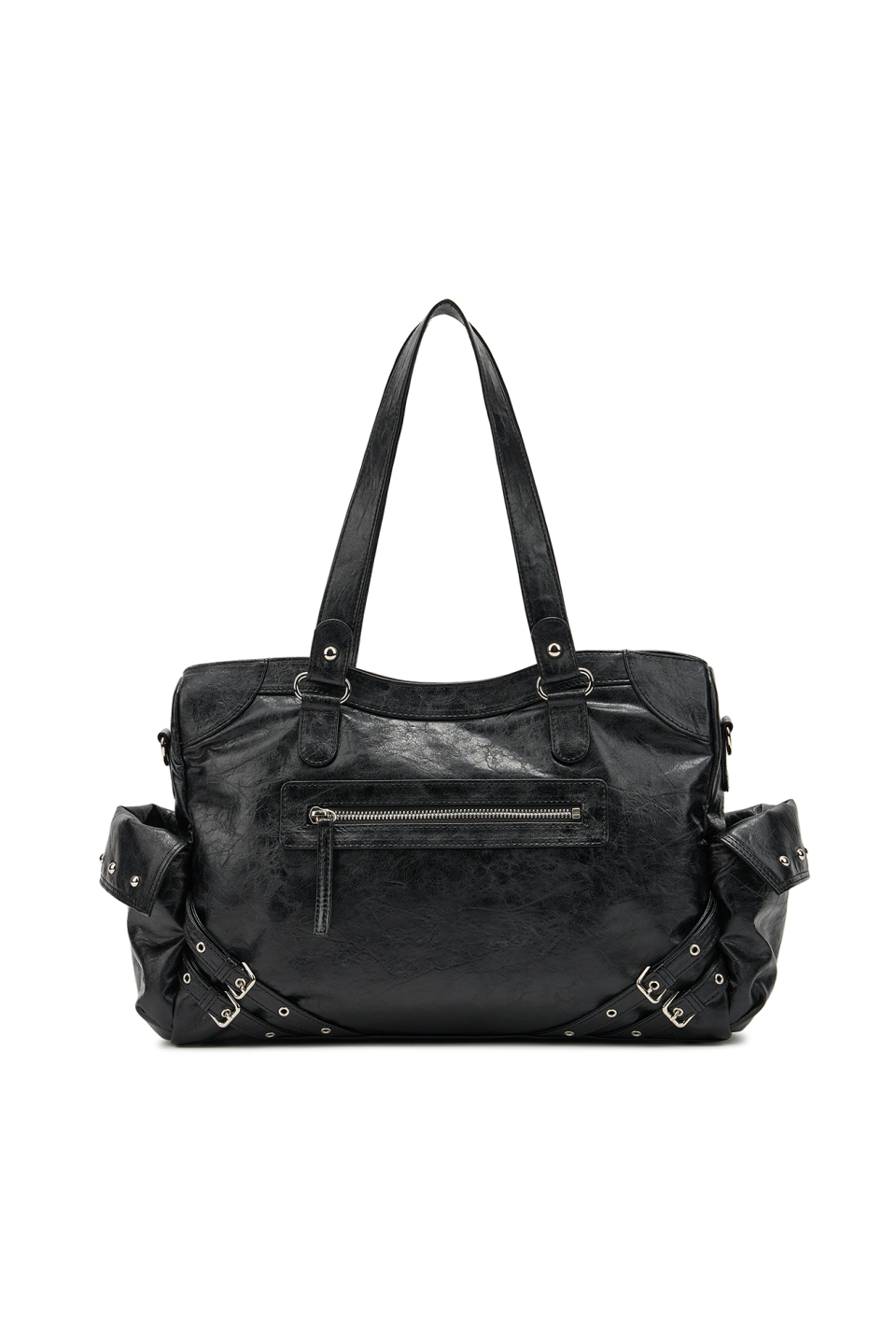 韓国ファッション【DEINET】STUD POCKET BIG BAG 全4種 STUD POCKET BAG IN BLACK - DEINET