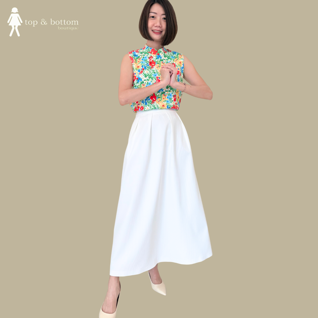 EMBOSSED TEXTURE WIDE MIDI SKIRT