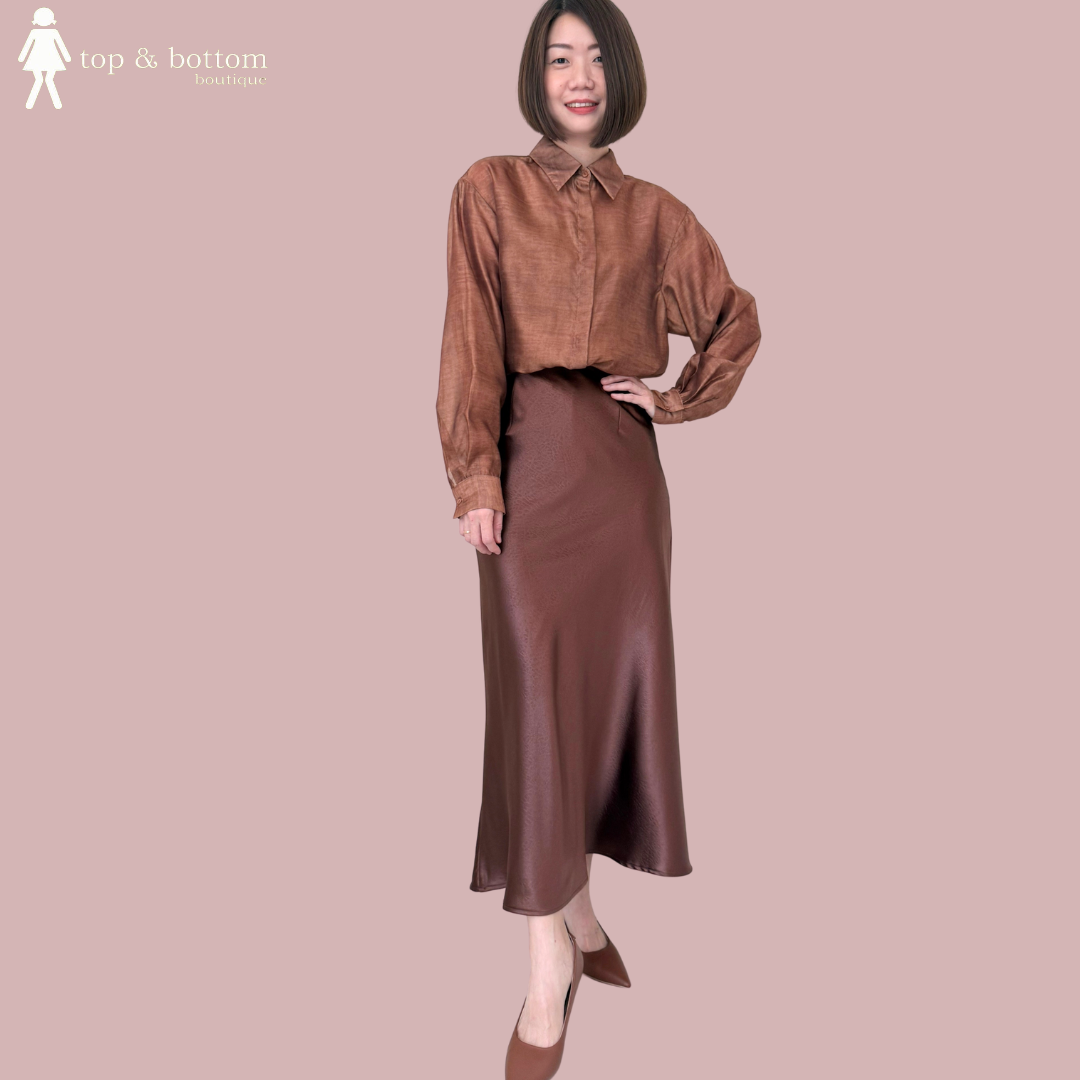 SHINNY LEATHER-LIKE PRINTED PENCIL SKIRT