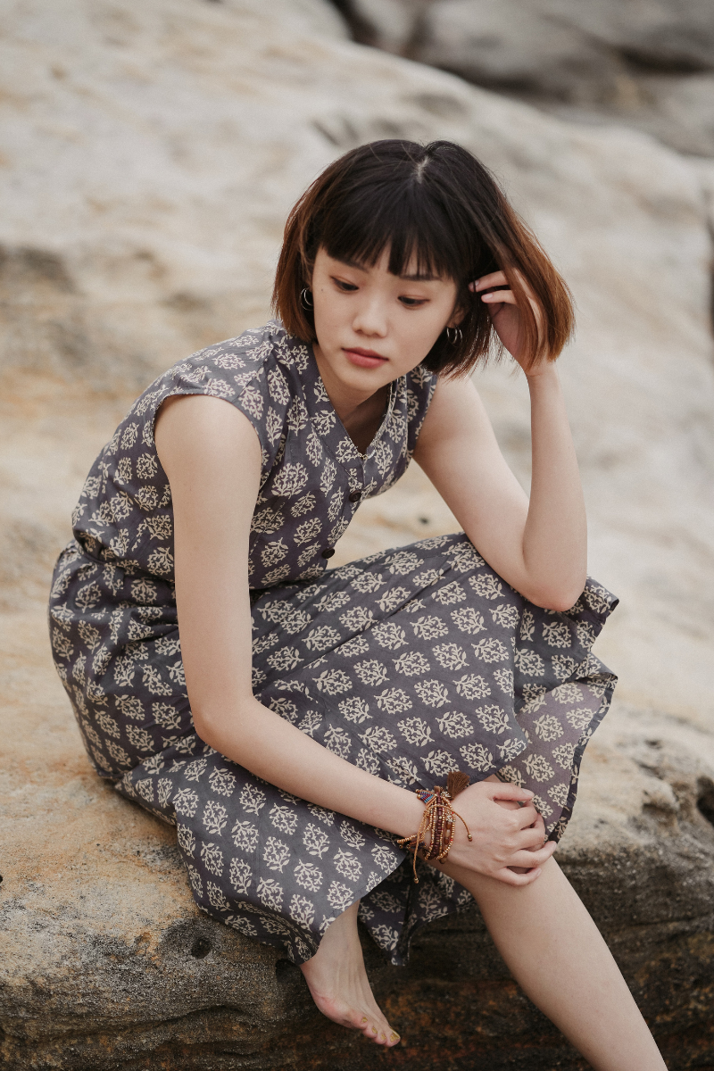 印度蓋染工藝親膚純棉 洋裝 - 雪花