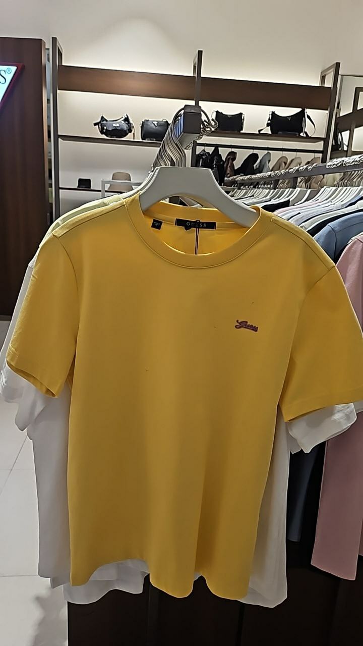 [K] GUESS WOMEN'S MINI LETTERING SHORT SLEEVE T-SHIRT,YELLOW, MO2K9486-YLW (KGU730)