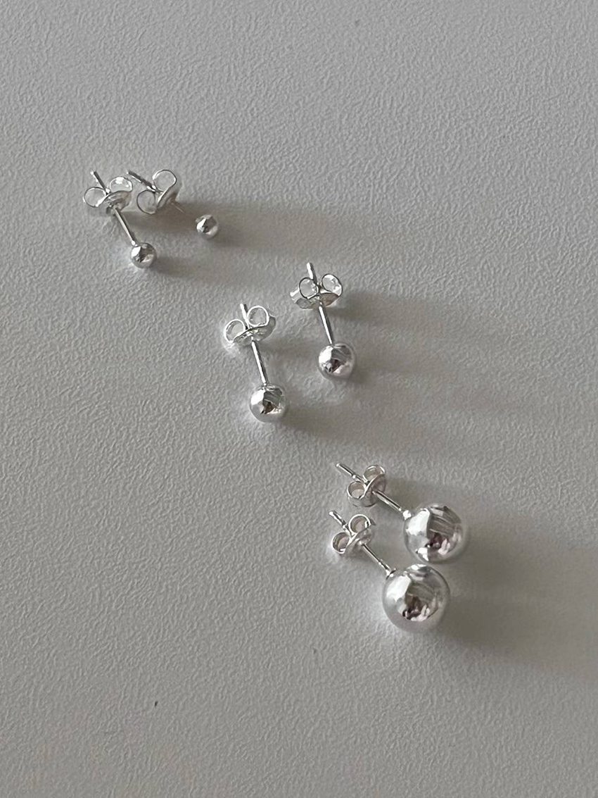 925SILVER simple ball earrings