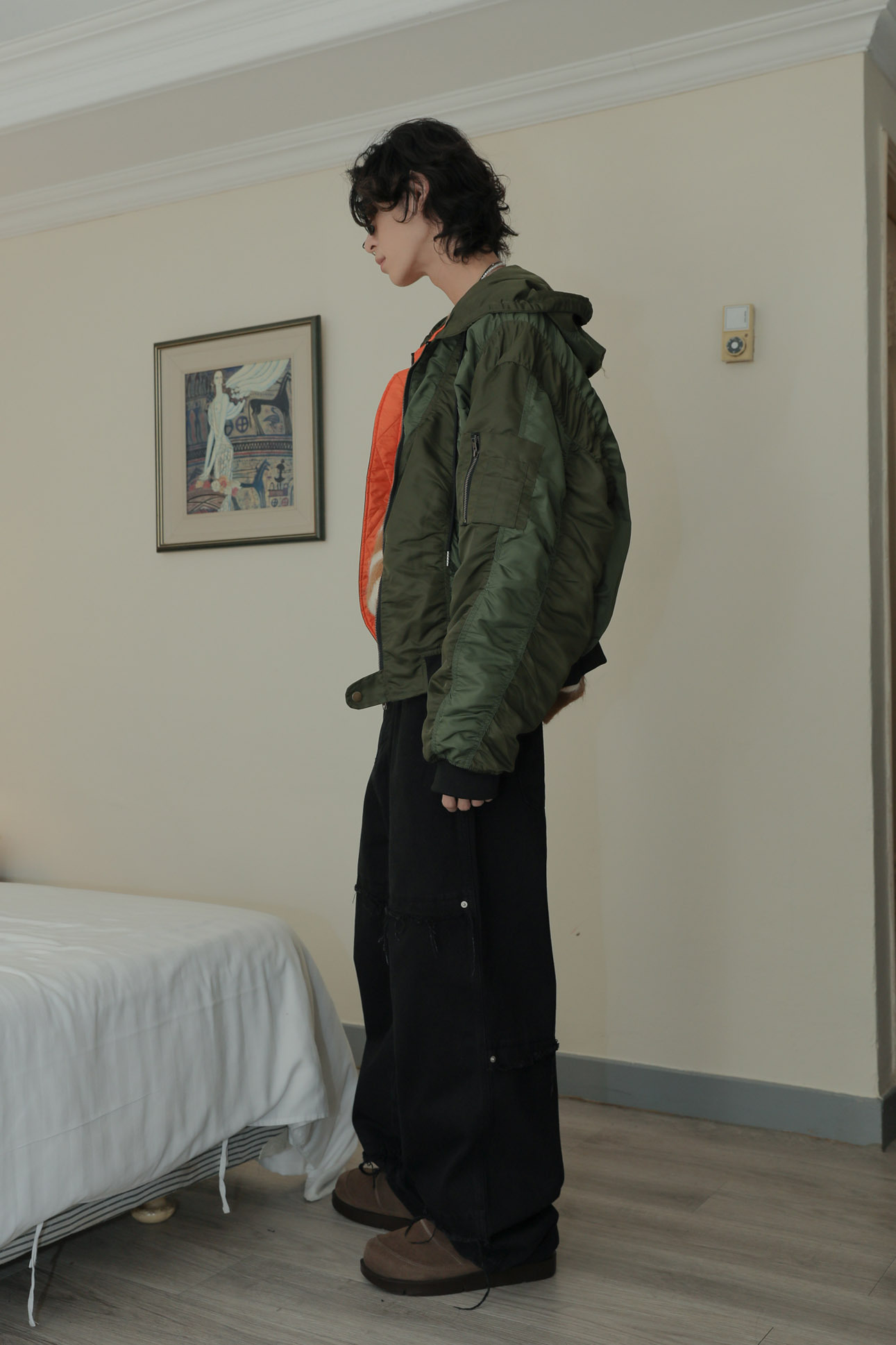 Hoodie Shirring MA-1 Jacket #外套