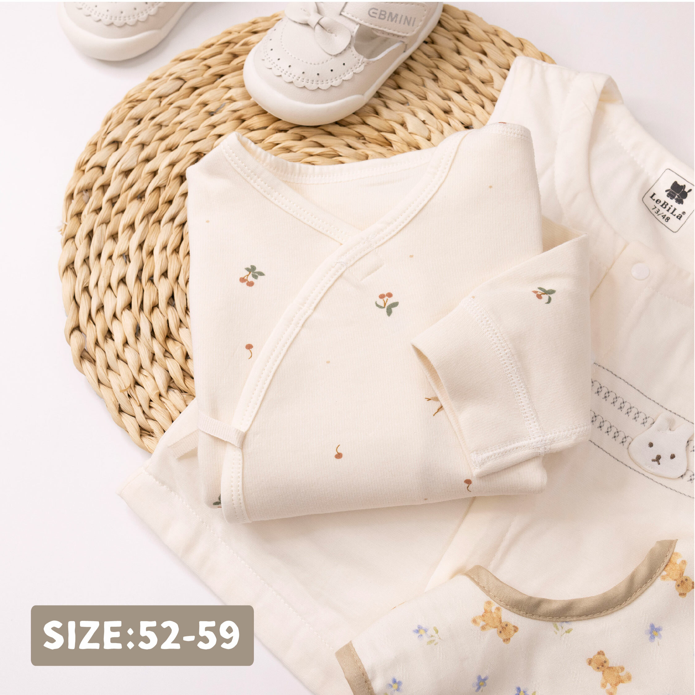 純淨系列【T3035】櫻桃知更鳥棉柔長袖連身衣