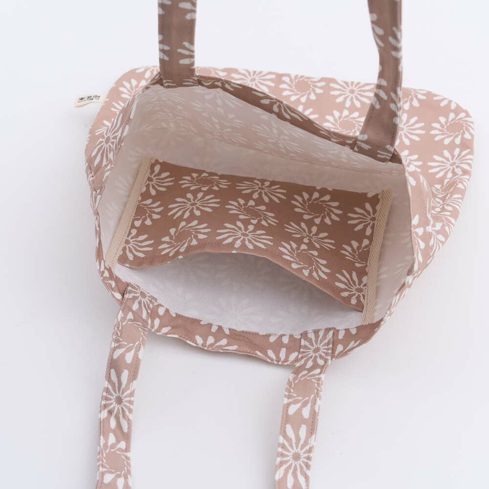 Happy Square Tote Bag/Black Drongo Circles/Tea Rose