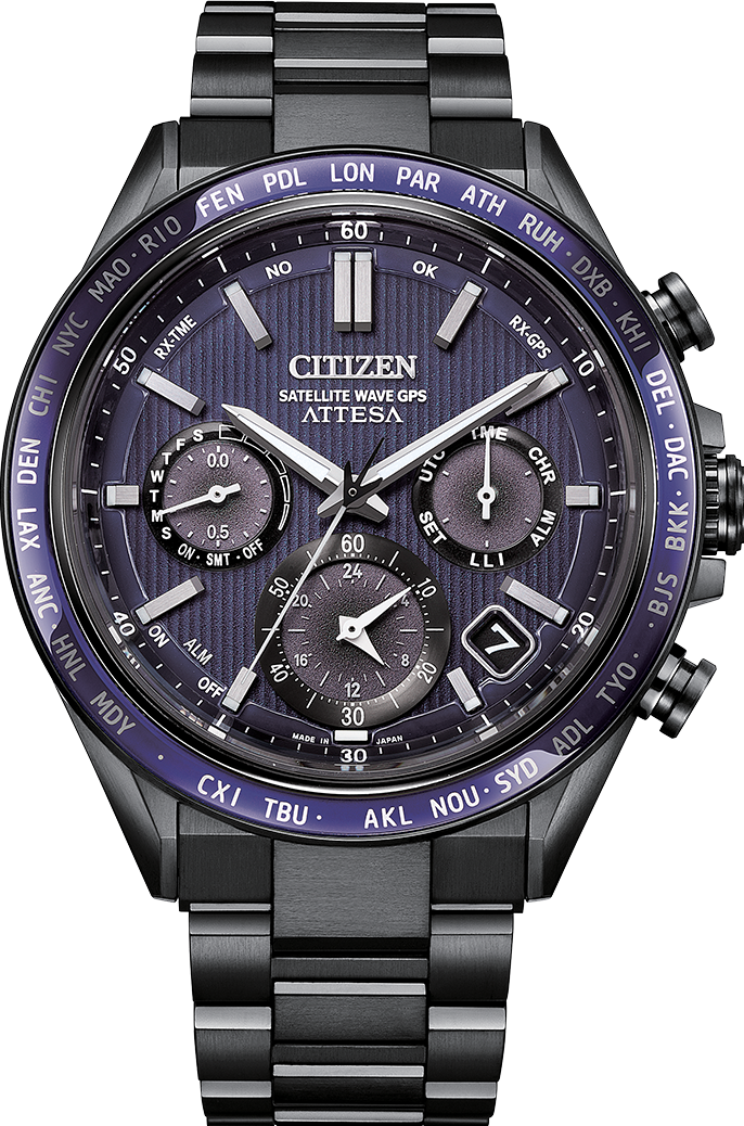 萬年鐘錶 - Citizen 星辰錶  ATTESA  星際藍面盤鈦金屬光動能GPS衛星對時男錶 CC4059-64L 錶徑44.6MM