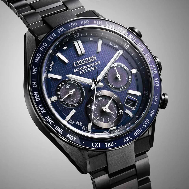 萬年鐘錶 - Citizen 星辰錶  ATTESA  星際藍面盤鈦金屬光動能GPS衛星對時男錶 CC4059-64L 錶徑44.6MM