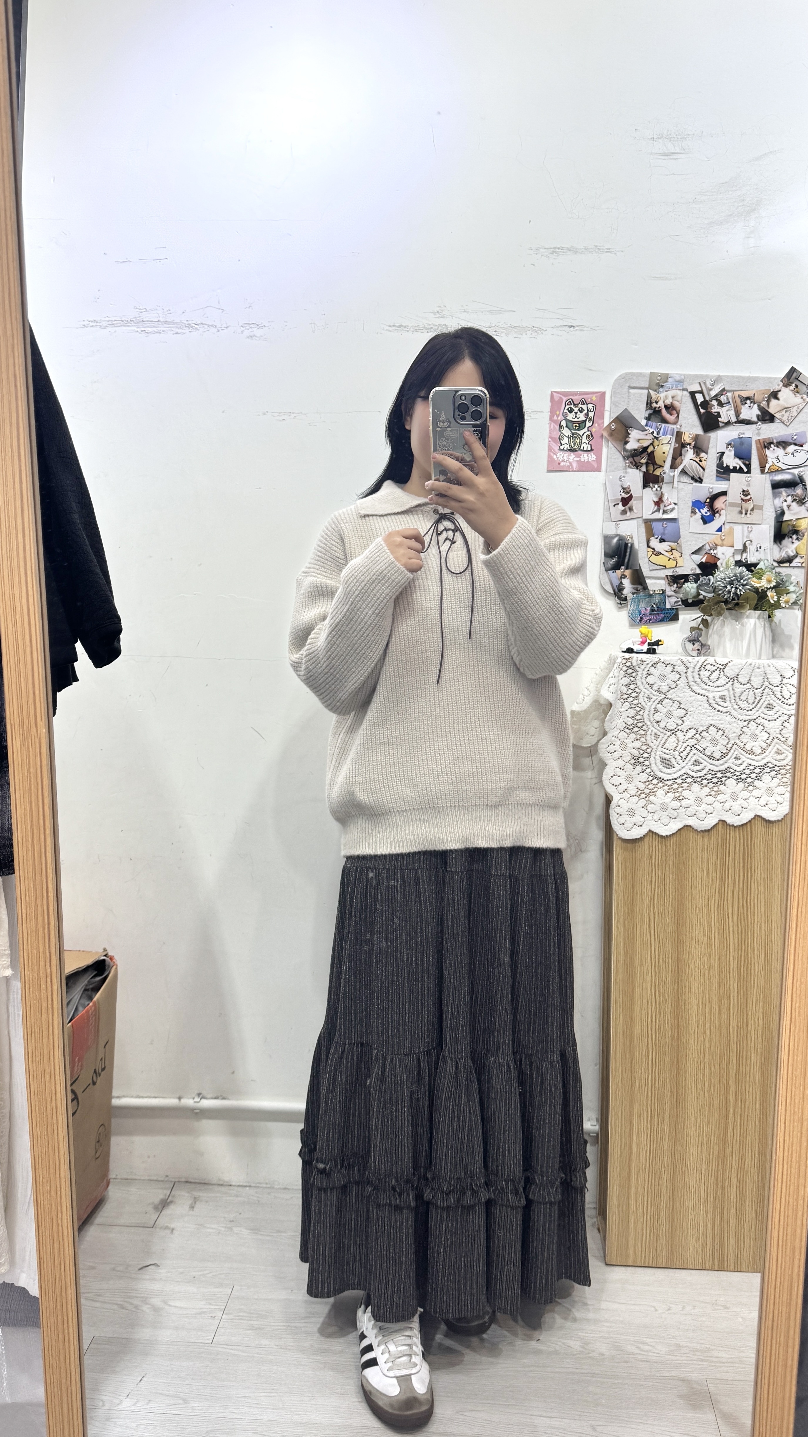 反領綁帶針織Top