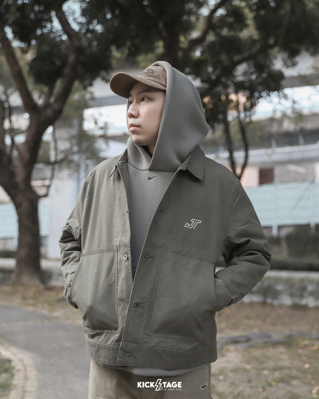 男款 NIKE JORDAN JAYSON TATUM CHICAGO JACKET 軍綠 刺繡 水洗 工裝 夾克 外套【HM3881】