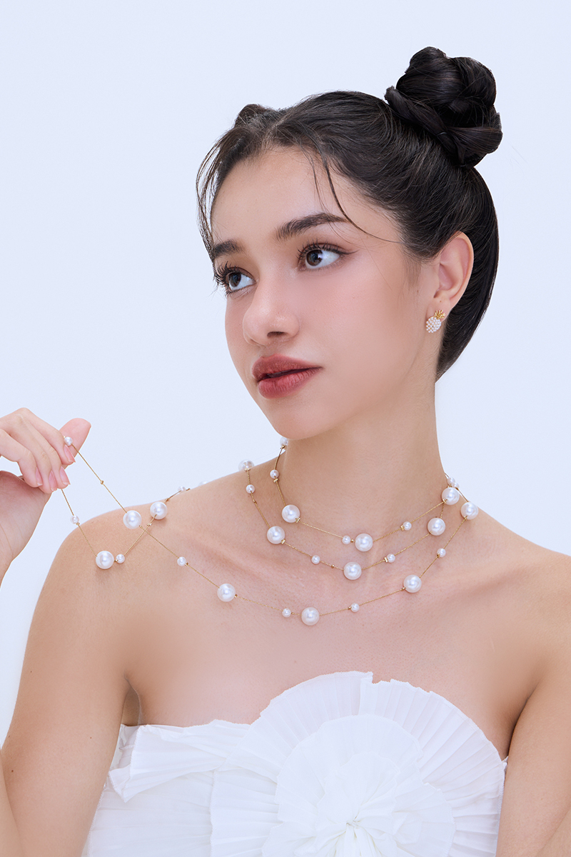 雙層垂墜珍珠項鍊