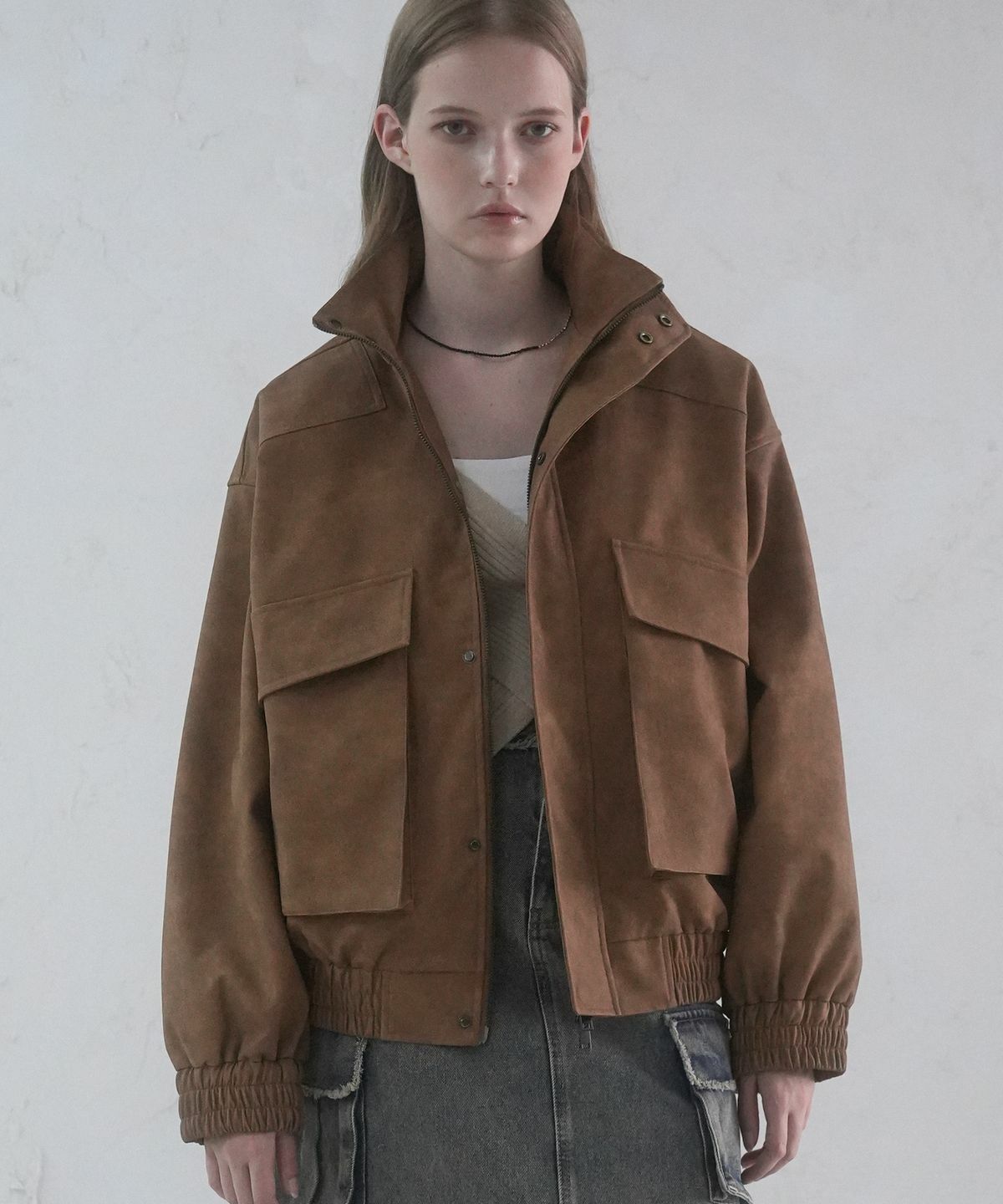 AVANDRESS Glossy Leather Big Pocket Jacket