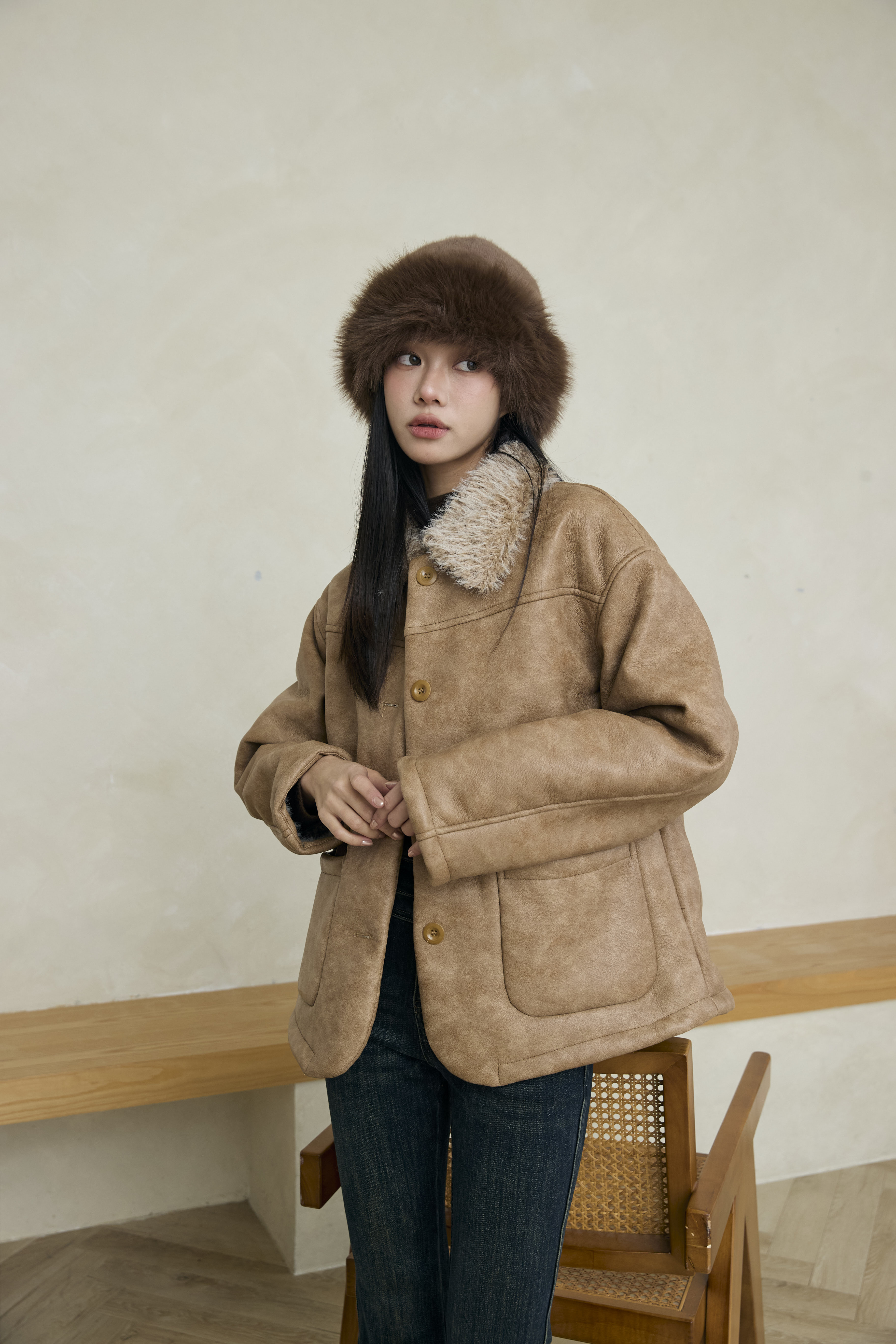 2603 美式個性感翻領皮質外套