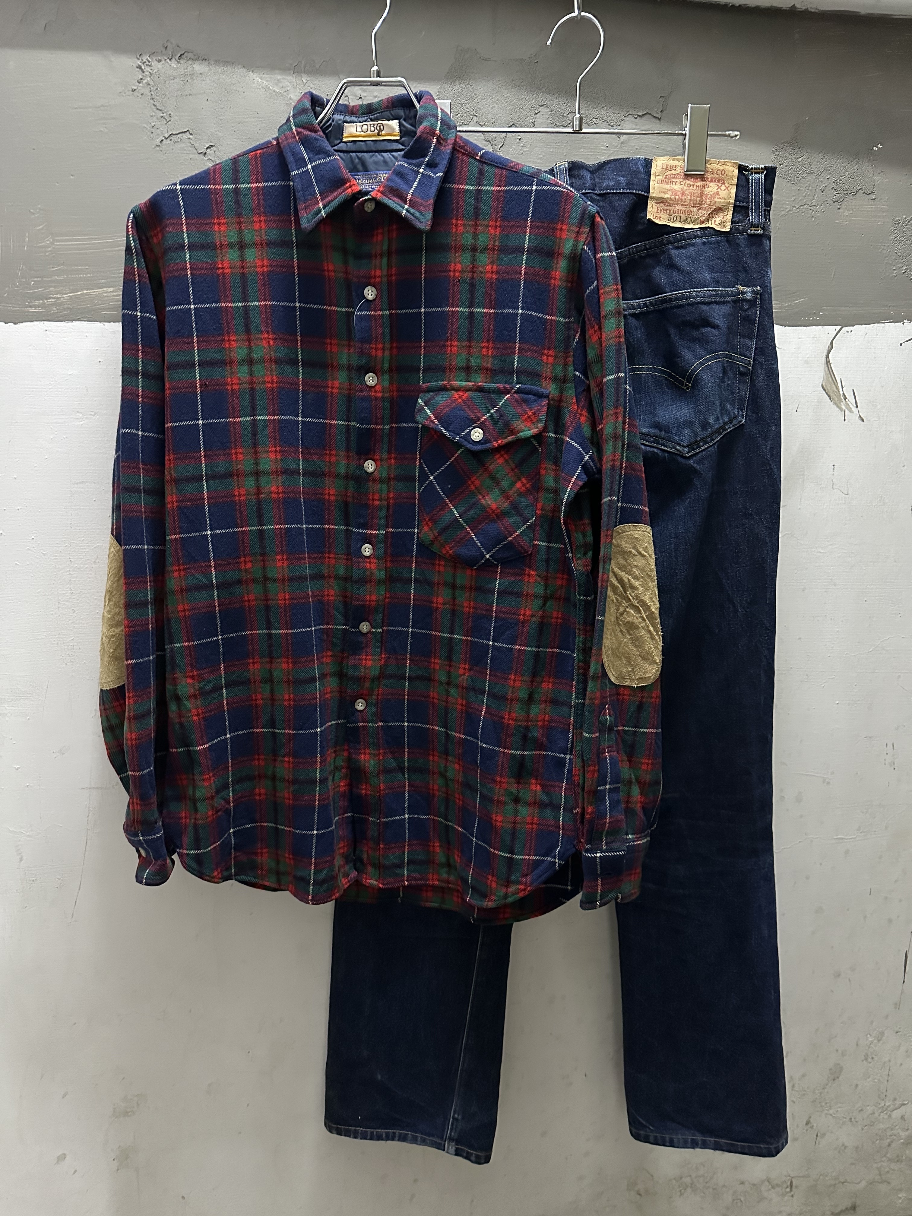 70s PENDLETON Wool Check Shirt*Elbow patch Made in USA