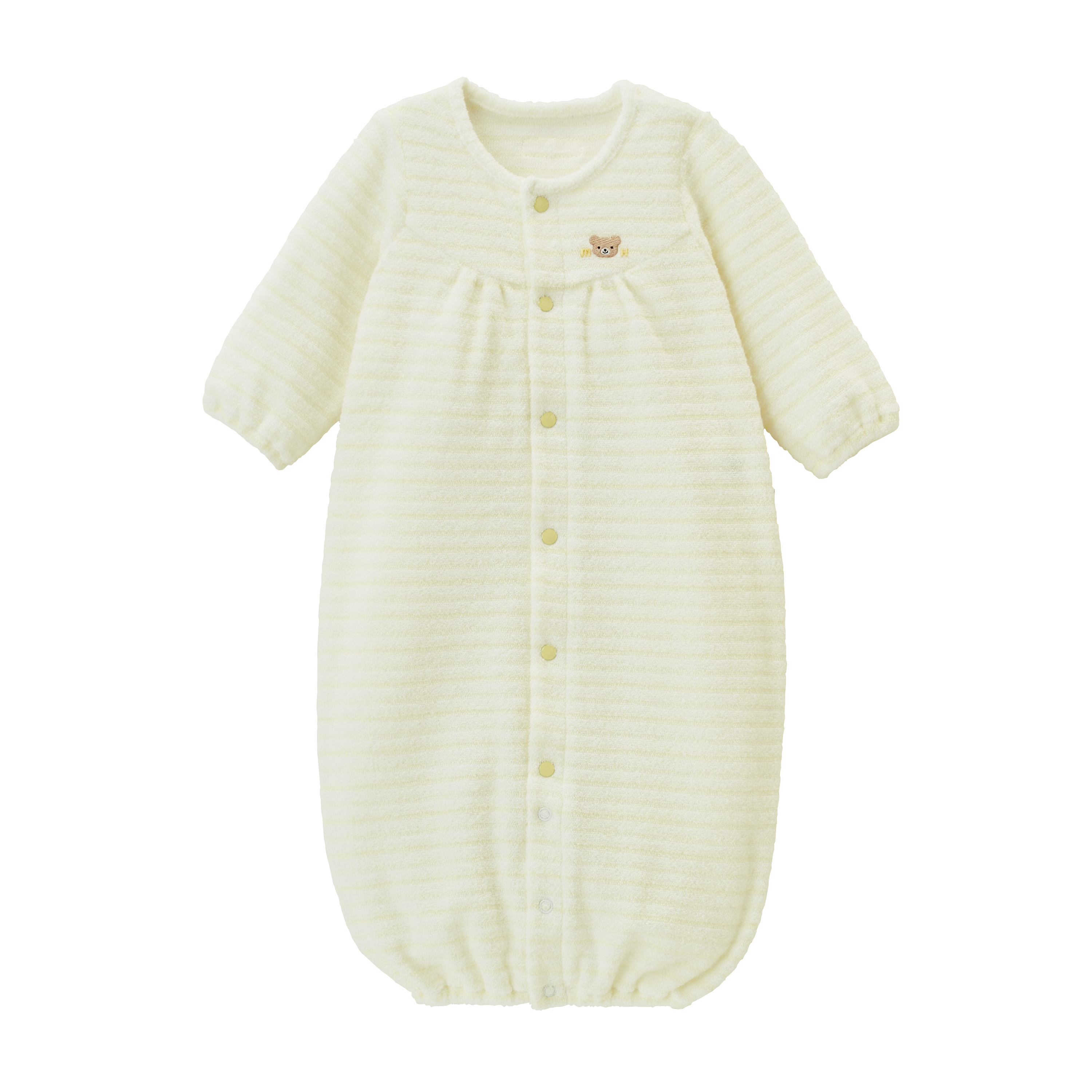 無撚紗條紋兩穿連身衣-黃