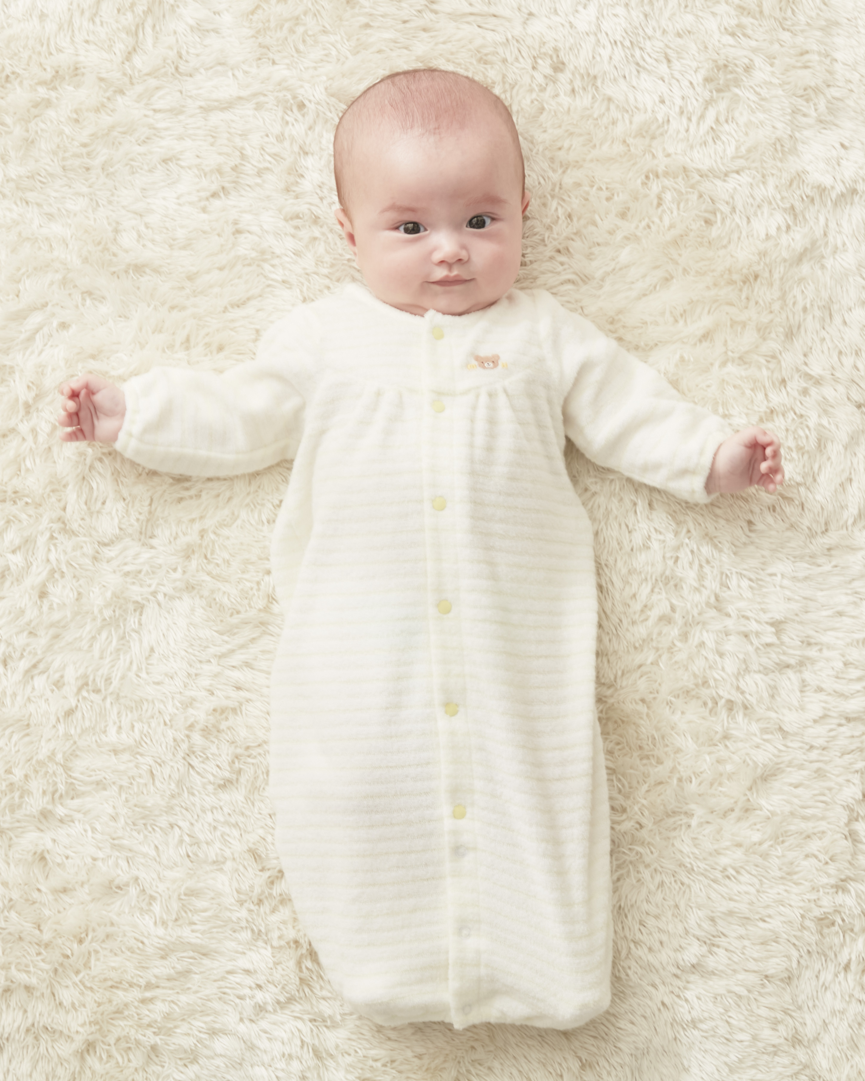 無撚紗條紋兩穿連身衣-黃