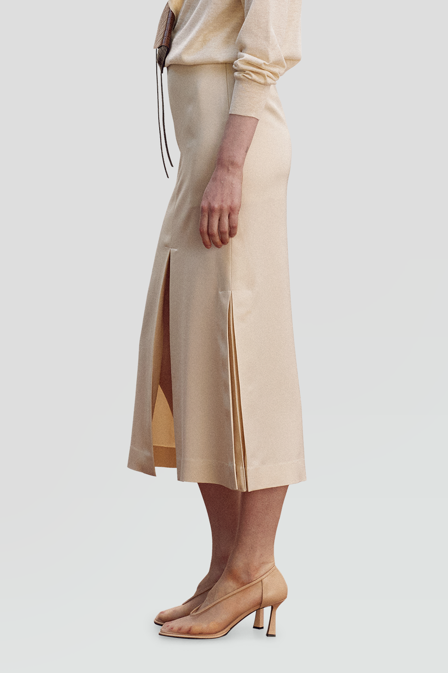 RECTO｜SLIT 側褶細節前開衩長裙