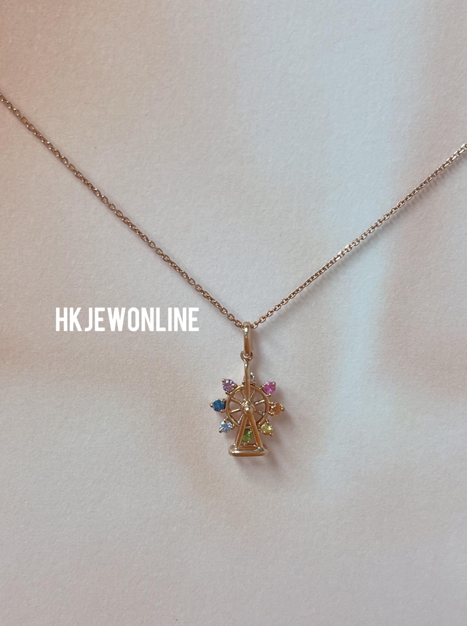 🎡 18K White Gold / Rose Gold Ferris Wheel Pendant ( Chain Included )