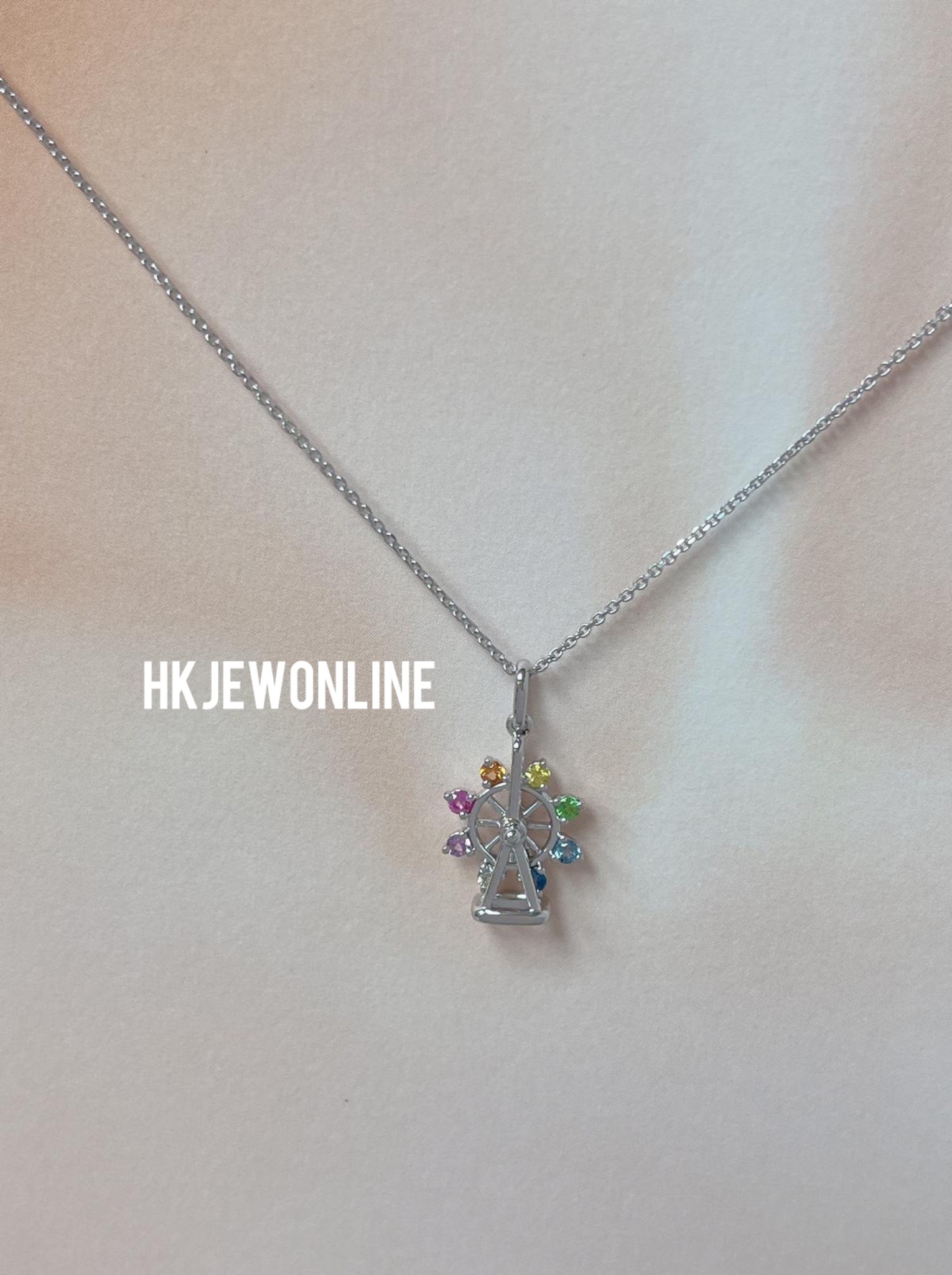 🎡 18K White Gold / Rose Gold Ferris Wheel Pendant ( Chain Included )