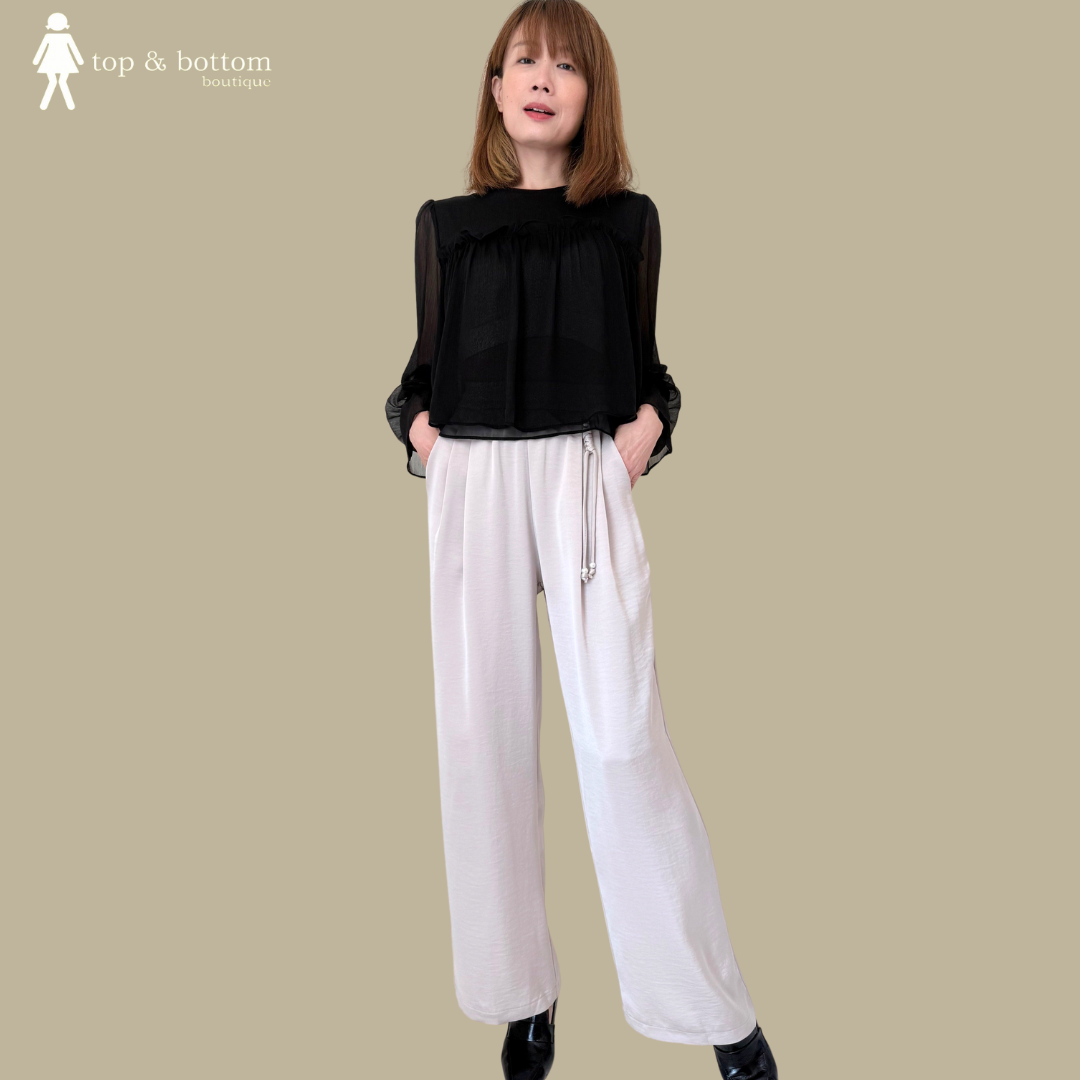 CHIFFON RUFFLED FRONT SHORT BLOUSE