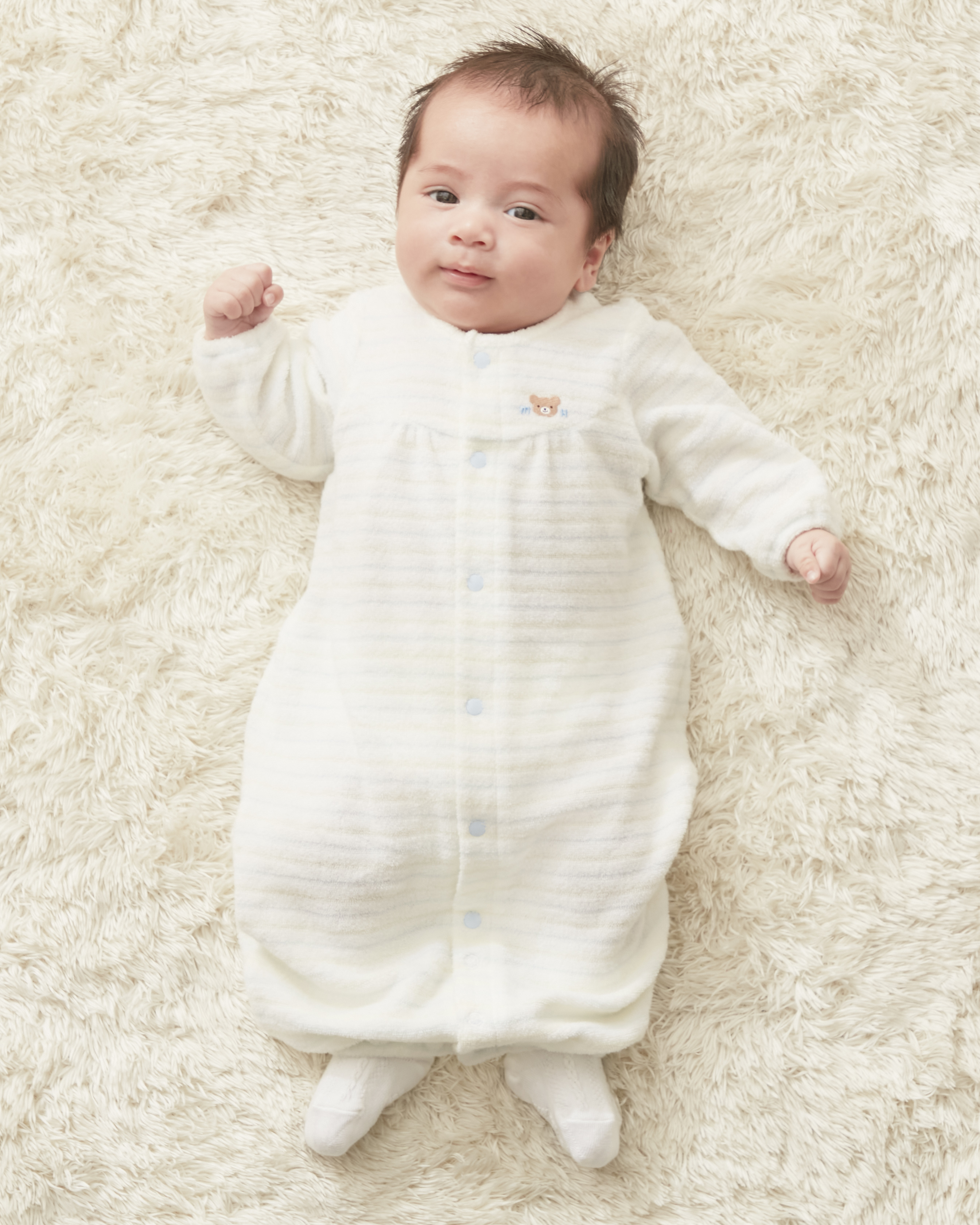 無撚紗條紋兩穿連身衣-天藍