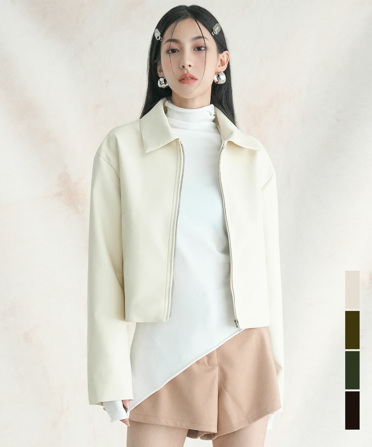 AVANDRESS Basic Cropped Leather Jacket