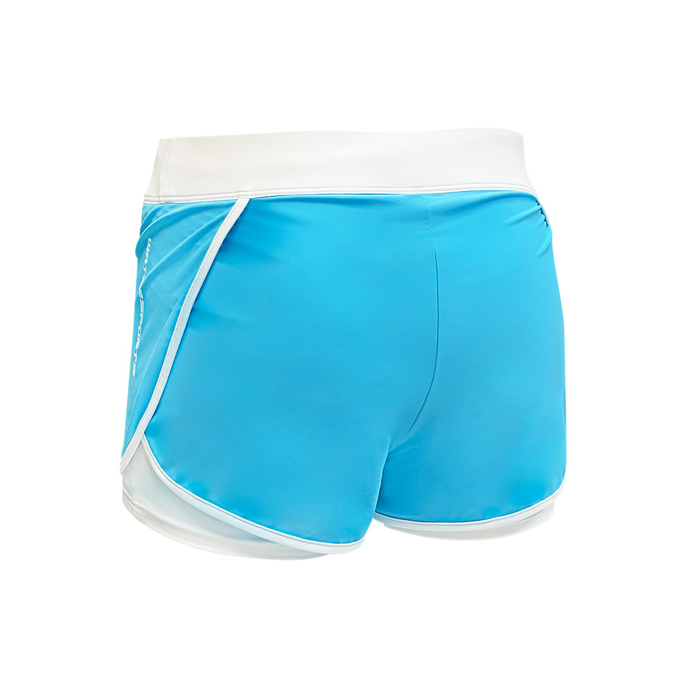 女士拼色內襯游泳沙灘短褲 - 淺藍/白