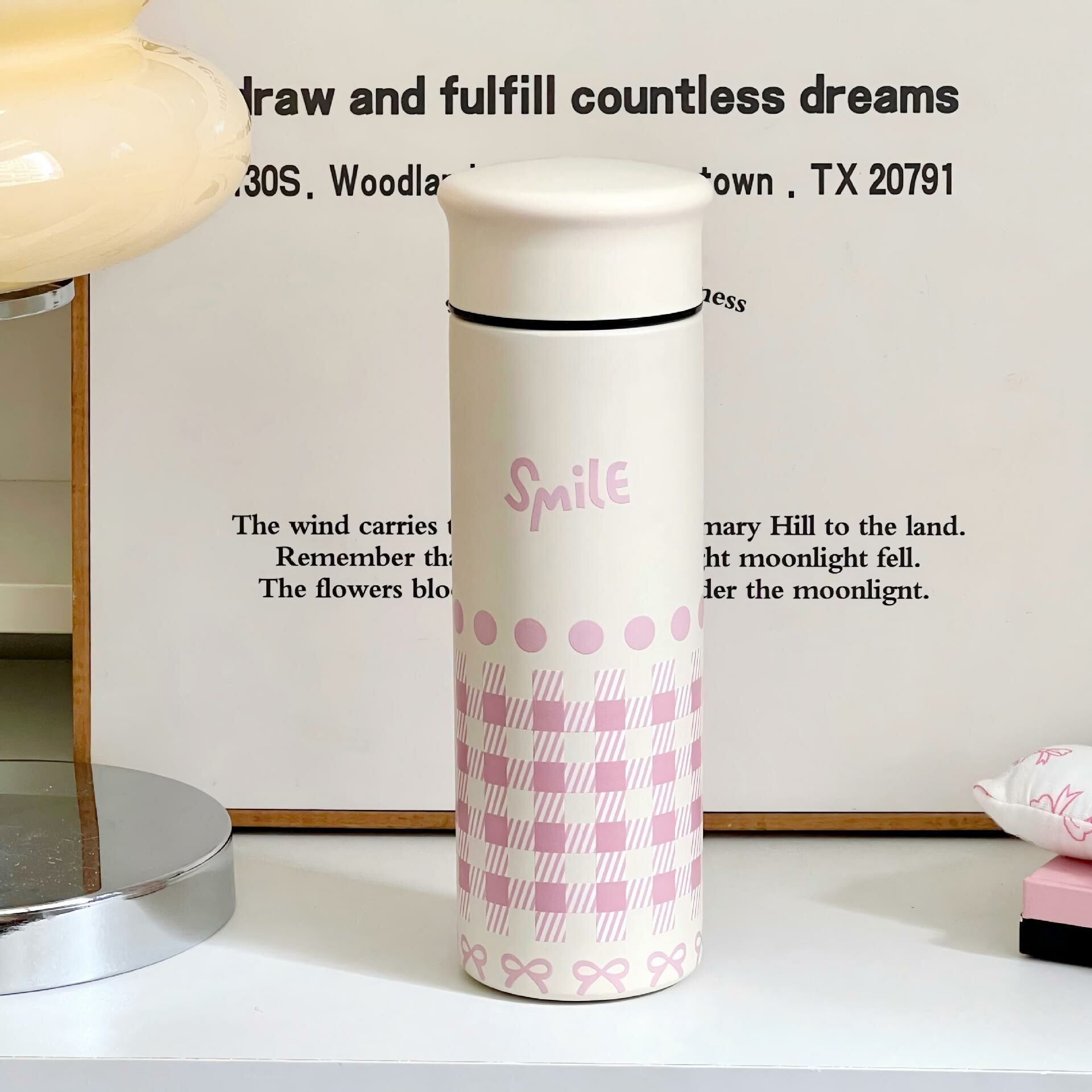 High-Quality Portable Minimalist Pink 304 Stainless Steel Thermos - 500ml