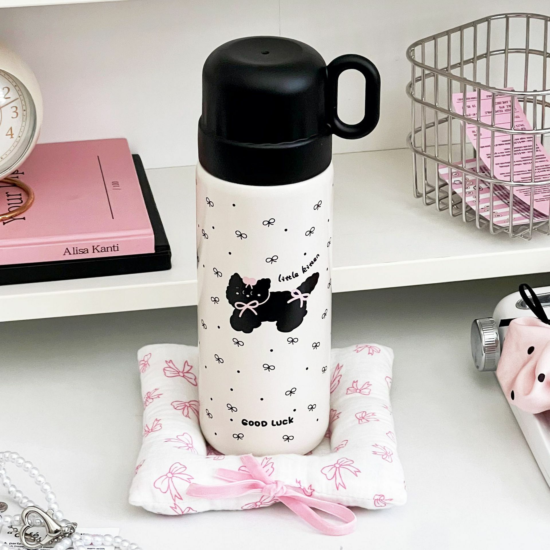 Multifunction Black Pink Cute 316 Stainless Steel Thermos - 500ML