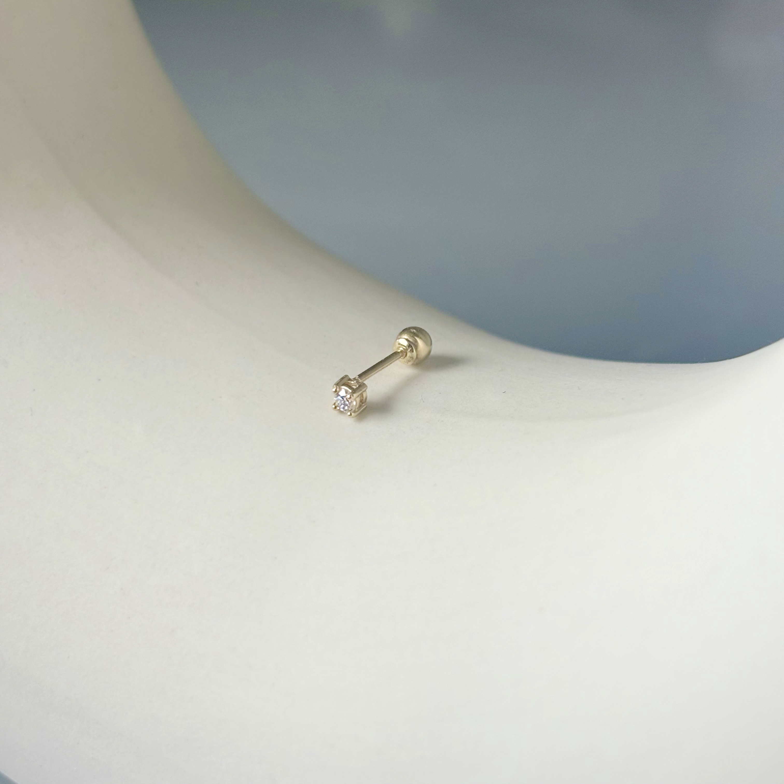 14K經典四爪3分真鑽轉珠耳環