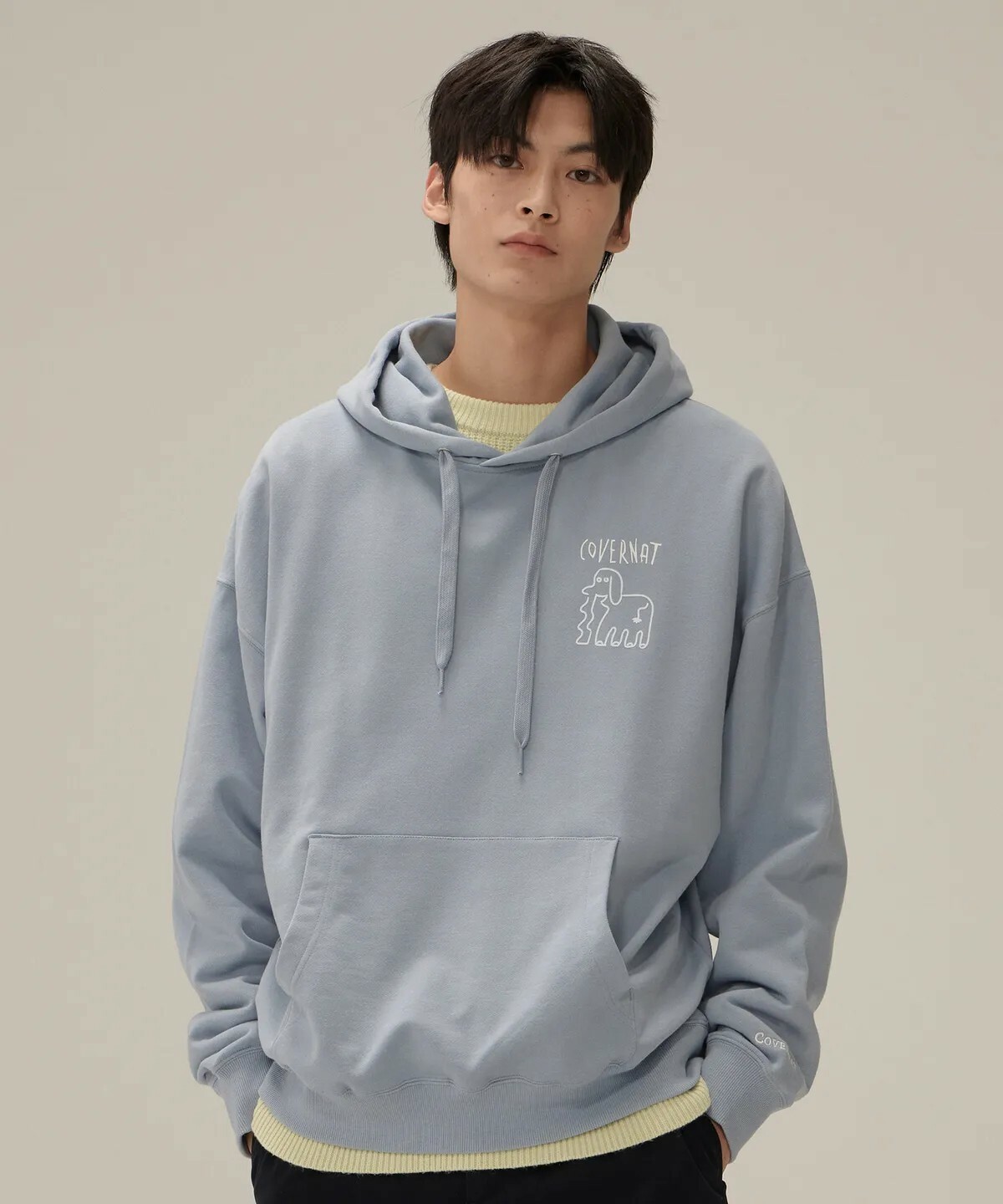 【OWN】Covernat 素描 塗鴉 厚磅 連帽 上衣 帽TEE 秋冬服飾 不分男女 燕麥 灰藍 炭灰