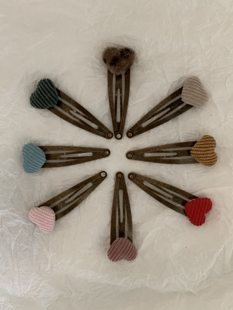 羅紋迷你愛心髮夾