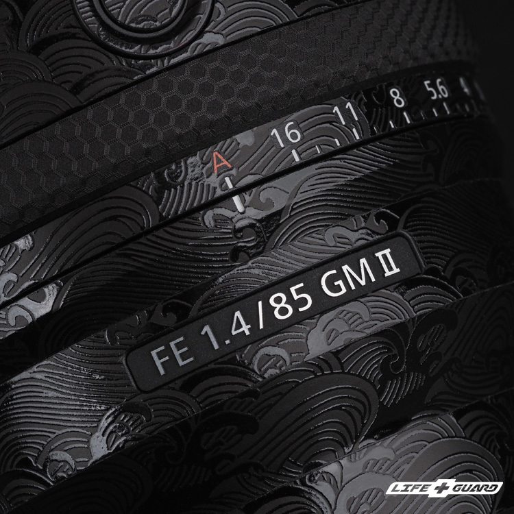 SONY FE 85mm F1.4 GM II 貼膜質感特寫，LIFE+GUARD 專機專屬開版