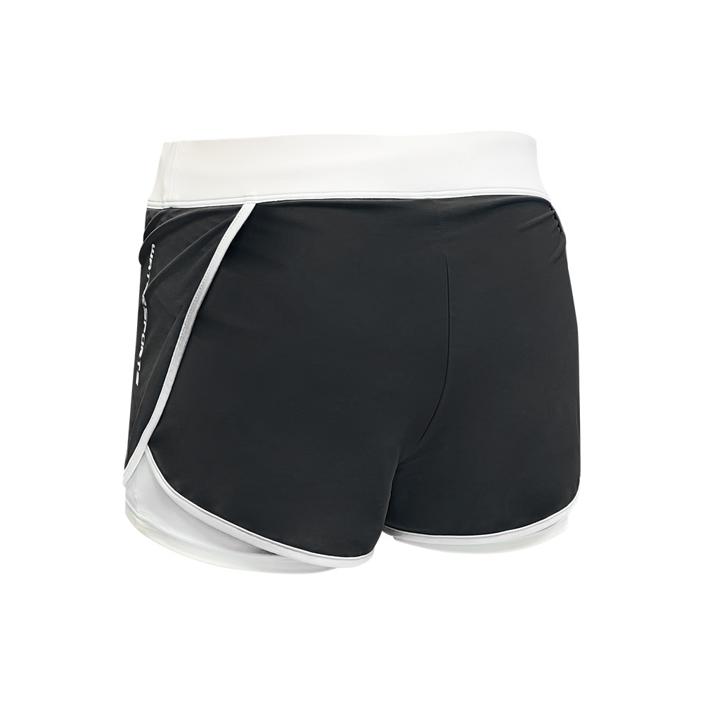 女士拼色內襯游泳沙灘短褲 - 黑/白