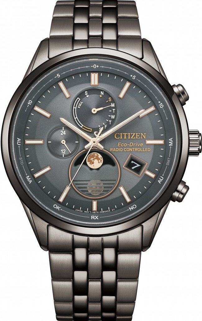 萬年鐘錶 - Citizen 星辰錶   來自太空的神秘色彩與月光月相光動能電波萬年曆男錶 BY1037-51H  錶徑42MM