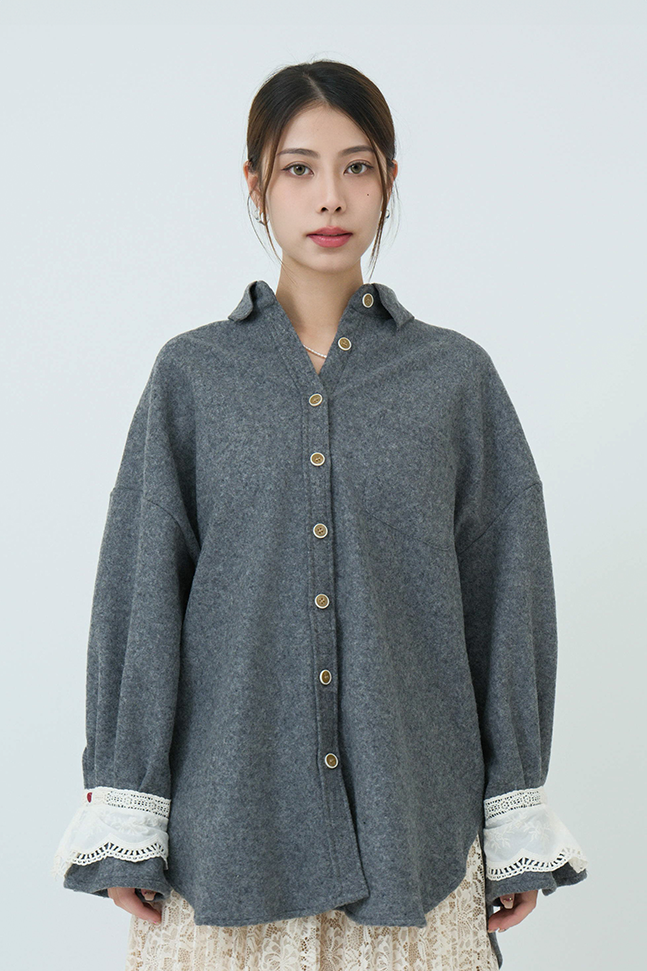 花邊袖口絨恤衫（*現貨款式）