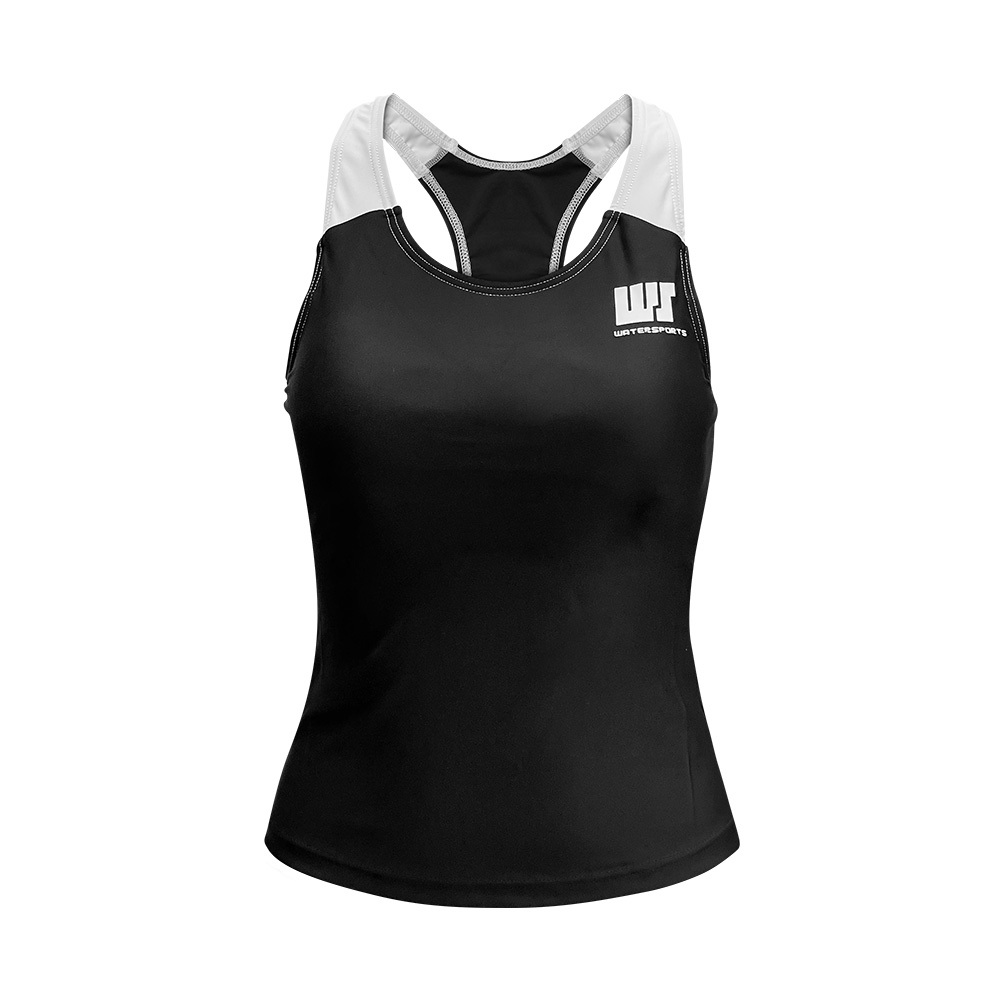 女士拼色坦基尼游泳背心 - 黑/白
