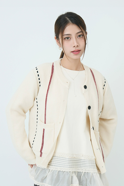 裝飾直間圓領冷cardigan (現貨款式）