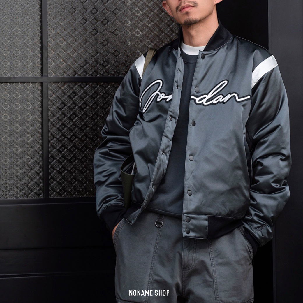 NIKE JORDAN LOGO 光澤 緞面 棒球外套 王嘉爾同款 (男款)